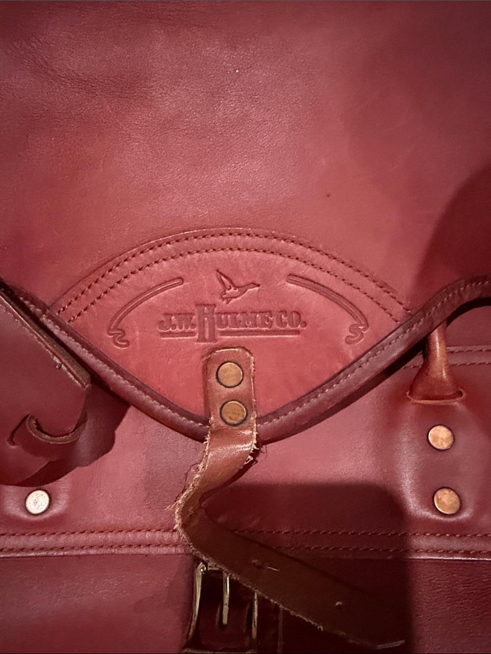 J.W. Hulme Co. Men’s Leather Duffle Bag in Cognac Brown